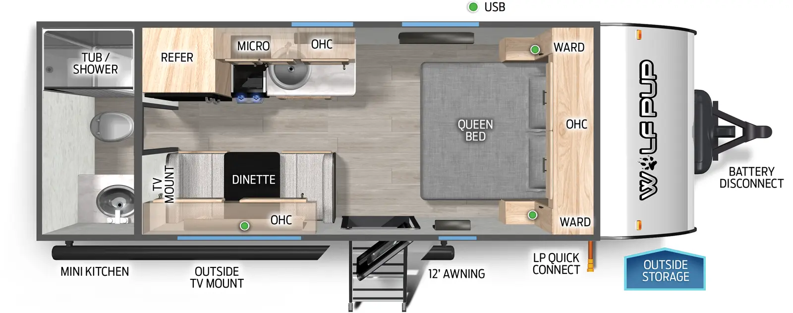 Cherokee 16FQWBL Floorplan